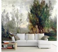 Papier Peint 3D Dessin À La Main Arbres Verts Paysage Champêtre | Facile à Installer Cette Décoration Luxueuse Est Idéale Pour un Bureau Salon une Chambre ou Mur Derrière le TV-300cm×210cm