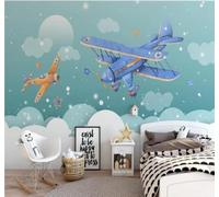 Papier Peint 3D Dessin À La Main Bande Dessinée Ciel Bleu Nuages Blancs | Facile à Installer Cette Décoration Luxueuse Est Idéale Pour un Bureau Salon une Chambre ou Mur Derrière le TV-300cm×210cm
