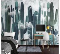 Papier peint 3D Dessin À La Main Cactus Plantes Tropicales Nuages Blancs | Textures Décoratives et Luxueuses Idéales Pour Les Bureaux Espaces de Travail Maisons Chambres Salons et Murs Tv-150cm×105cm