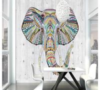 Papier Peint 3D Dessin À La Main Créatif Coloré Éléphant Original | Facile à Installer Cette Décoration Luxueuse Est Idéale Pour un Bureau Salon une Chambre ou Mur Derrière le TV-430cm×300cm