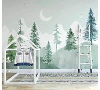 Papier Peint 3D Dessin À La Main Forêt Plantes Lune Pépinière | Facile à Installer Cette Décoration Luxueuse Est Idéale Pour un Bureau Salon une Chambre ou Mur Derrière le TV-200cm×140cm