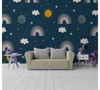 Papier Peint 3D Dessin Animé Arc En Ciel Planète Ciel Étoilé Paysage | Facile à Installer Cette Décoration Luxueuse Est Idéale Pour un Bureau Salon une Chambre ou Mur Derrière le TV-250cm×170cm