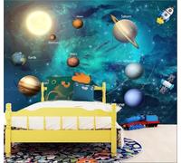 Papier Peint 3D Dessin Animé Espace Univers Ciel Étoilé Planète | Facile à Installer Cette Décoration Luxueuse Est Idéale Pour un Bureau Salon une Chambre ou Mur Derrière le TV-150cm×105cm