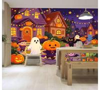 Papier Peint 3D Dessins Animés Animaux Citrouilles Maisons | Facile à Installer Cette Décoration Luxueuse Est Idéale Pour un Bureau Salon une Chambre ou Mur Derrière le TV-250cm×170cm