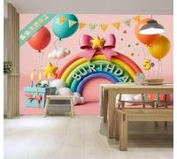 Papier Peint 3D Dessins Animés Créativité Arc En Ciel Ballons Étoiles | Autocollants Décoratifs Haut de Gamme Adaptés à Tous les Murs Des Restaurants Canapés Salons et Chambres Coucher-250cm×170cm