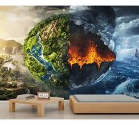 Papier peint 3D « Earth » - Protéger l'environnement - Signification symbolique pour salon, chambre à coucher, arrière-plan TV, hôtel, bar - 200 x 140 cm