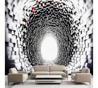 Papier Peint 3D Effet Espace tunnel moderne, D'illusion Géométrique Decoration Stickers Muraux, Abstrait Trippy Vinyle Murale Poster pour Chambre Salon Cuisine Adhesif Meuble 200 x 140 cm