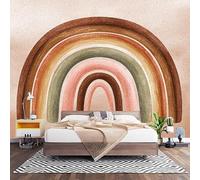 Papier Peint 3D Effet Panoramique Photo Muraux 200x140 cm, Poster Intissé Mural Couleur Terre Geant Mural Salon Chambre D'enfants Restaurant Décoration Murale, Illustration Rainbow Minimaliste