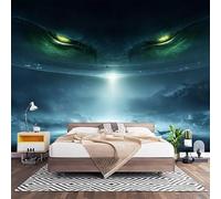Papier Peint 3D Effet Panoramique Photo Muraux 200x140 cm, Poster Intissé Mural Science-Fiction Extraterrestres Style Horrifique Geant Mural Salon Chambre D'enfants Restaurant Décoration Murale, Bleu