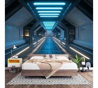 Papier Peint 3D Effet Panoramique Photo Muraux 300x210 cm, Poster Intissé Mural ModèLe de ChaîNe de Science-Fiction Geant Mural Salon Chambre D'enfants Restaurant Décoration Murale, Bleu