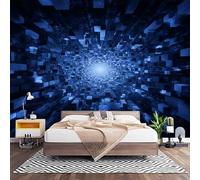 Papier Peint 3D Effet Panoramique Photo Muraux 350x256 cm, Poster Intissé Mural Science-Fiction GéOméTrie Tunnel Temporel Geant Mural Salon Chambre D'enfants Restaurant Décoration Murale, Bleu