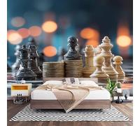 Papier Peint 3D Effet Panoramique Photo Muraux 350x256 cm, Poster Intissé Mural ThèMe D'éChecs CréAtif Geant Mural Salon Chambre D'enfants Restaurant Décoration Murale, Multicolore