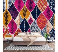 Papier Peint 3D Effet Panoramique Photo Muraux 400x280 cm, Poster Intissé Mural Style BohèMe Textures GéOméTriques Geant Mural Salon Chambre D'enfants Restaurant Décoration Murale, Coloré