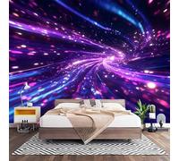 Papier Peint 3D Effet Panoramique Photo Muraux 400x280 cm, Poster Intissé Mural Tunnel Temporel de Science-Fiction Geant Mural Salon Chambre D'enfants Restaurant Décoration Murale, Violet