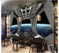 Papier Peint 3D En Relief Bleu Ciel Étoilé Planète Capsule Spatiale | Facile à Installer Cette Décoration Luxueuse Est Idéale Pour un Bureau Salon une Chambre ou Mur Derrière le TV-300cm×210cm