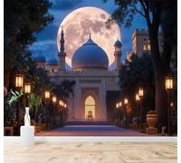 Papier Peint 3D En Trois Dimensions Architecture Arbres Pleine Lune Vue | Autocollants Décoratifs Haut de Gamme Adaptés à Tous les Murs Des Restaurants Canapés Salons et Chambres Coucher-430cm×300cm