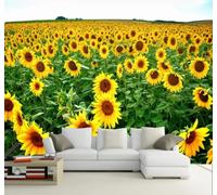 Papier Peint 3D En Trois Dimensions Esthétique Tournesols Mer De Fleurs | Facile à Installer Cette Décoration Luxueuse Est Idéale Pour un Bureau Salon une Chambre ou Mur Derrière le TV-250cm×170cm