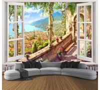 Papier Peint 3D En Trois Dimensions Fenêtre Paysage Vue Sur La Mer Paysage | Facile à Installer Cette Décoration Luxueuse Est Idéale Pour un Bureau Salon une Chambre ou Mur Derrière le TV-400cm×280cm
