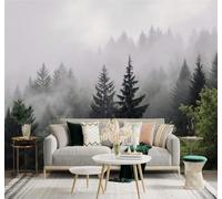 Papier Peint 3D En Trois Dimensions Fraîcheur Verdure Pinède Brume Blanche | Fresques Murales et Créatives Décoration D'intérieur Pour le Bureau Salon la Chambre Coucher Canapé Mural de Luxe-200cm×140cm