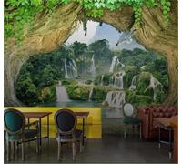 Papier Peint 3D En Trois Dimensions Grotte Cascade Pigeons Pays Merveilles | Facile à Installer Cette Décoration Luxueuse Est Idéale Pour un Bureau Salon une Chambre ou Mur Derrière le TV-300cm×210cm