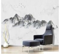 Papier Peint 3D En Trois Dimensions Noir Et Blanc Montagne Enneigée Oiseaux | Facile à Installer Cette Décoration Luxueuse Est Idéale Pour un Bureau Salon une Chambre ou Mur Derrière le TV-400cm×280cm
