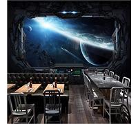 Papier Peint 3D Espace Univers Terre Photo Mural Effet Mur Géant Photos Moderne Intissé Décoration Murale Trompe l’Oeil Revêtement Panoramique Tapisserie XXL Pose Facile et Qualité HD,350x256cm