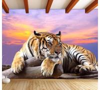 Papier Peint 3D Esthétique Ciel En Trois Dimensions Tigre Animaux | Facile à Installer Cette Décoration Luxueuse Est Idéale Pour un Bureau Salon une Chambre ou Mur Derrière le TV-400cm×280cm