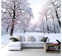 Papier Peint 3D Esthétique En Relief Hiver Forêt Paysage Enneigé | Facile à Installer Cette Décoration Luxueuse Est Idéale Pour un Bureau Salon une Chambre ou Mur Derrière le TV-150cm×105cm
