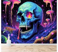 Papier Peint 3D Fantastique Univers Champignons Squelettes Paysage Spatial | Autocollants Décoratifs Haut de Gamme Adaptés à Tous les Murs Des Restaurants Canapés Salons et Chambres Coucher-250cm×170cm