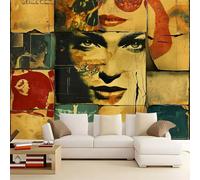 Papier Peint 3D Femme puzzle rétro 250x175 cm Papier Peint Murale Panoramique Intissé, Muraux Photo Poster Personnalisé, Pour Salon Garçon Fille Ado Chambre Décor