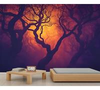Papier peint 3D forêt mystique, papier peint 3D, papier peint terreur pour salon, chambre à coucher, étude, arrière-plan TV - 300 x 210 cm