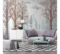Papier Peint 3D forêt Tapisserie Peinture Murale Papier Peint 3D Photo Poster Fresque Salon Chambre Bureau Couloir Mural Décoration 200cm×140cm(LxH)