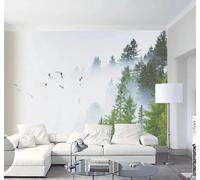 Papier Peint 3D Fraîcheur Brume Blanche Oiseaux En Vol Forêt Paysage | Facile à Installer Cette Décoration Luxueuse Est Idéale Pour un Bureau Salon une Chambre ou Mur Derrière le TV-250cm×170cm