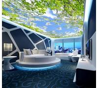 Papier Peint 3D Fraîcheur Ciel Bleu Nuages Blancs Colombe Blanche Feuilles | Facile à Installer Cette Décoration Luxueuse Est Idéale Pour un Bureau Salon une Chambre ou Mur Derrière le TV-400cm×280cm