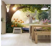 Papier Peint 3D Fraîcheur Forêt Soleil Doré Papillons Fleurs Sauvages | Autocollants Décoratifs Haut de Gamme Adaptés à Tous les Murs Des Restaurants Canapés Salons et Chambres Coucher-150cm×105cm