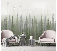 Papier Peint 3D Fraîcheur Pinède Oiseaux Élans Paysage Naturel | Facile à Installer Cette Décoration Luxueuse Est Idéale Pour un Bureau Salon une Chambre ou Mur Derrière le TV-350cm×256cm