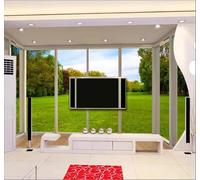 Papier Peint 3D Frais Vert Parc Pelouse Vue Depuis La Fenêtre | Facile à Installer Cette Décoration Luxueuse Est Idéale Pour un Bureau Salon une Chambre ou Mur Derrière le TV-150cm×105cm