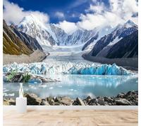 Papier Peint 3D Glaciers Lacs Bleu Montagnes Enneigées Paysages | Autocollants Décoratifs Haut de Gamme Adaptés à Tous les Murs Des Restaurants Canapés Salons et Chambres Coucher-430cm×300cm