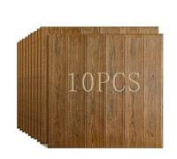 Papier peint 3D Grain de bois, panneaux muraux auto-adhésifs, mur décoratif effet bois for salon, chambre à coucher et cuisines, 10 pièces (Color : marron)