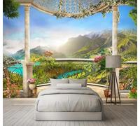Papier Peint 3D Grand Beau Balcon Sommets Paysage | Facile à Installer Cette Décoration Luxueuse Est Idéale Pour un Bureau Salon une Chambre ou Mur Derrière le TV-350cm×256cm