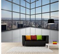 Papier Peint 3D Grand Espace Balcon Baies Vitrées Architecture Urbaine | Facile à Installer Cette Décoration Luxueuse Est Idéale Pour un Bureau Salon une Chambre ou Mur Derrière le TV-430cm×300cm