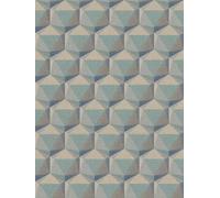 Papier Peint 3D Graphique Dans Un Style Rétro - Beige, Bleu, Vert