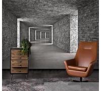 Papier Peint 3D Gris Mur De Briques Extension De L'Espace Tunnel Bar | Facile à Installer Cette Décoration Luxueuse Est Idéale Pour un Bureau Salon une Chambre ou Mur Derrière le TV-150cm×105cm