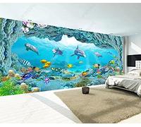 Papier Peint 3D Intissé Aquarium De Dauphins Du Monde Sous Marin Papier Peint Panoramique 3D Moderne Décoration Murale