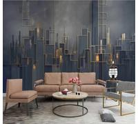 Papier Peint 3D Lignes Dorées Architecture Urbaine Art Café Restaurant | Facile à Installer Cette Décoration Luxueuse Est Idéale Pour un Bureau Salon une Chambre ou Mur Derrière le TV-400cm×280cm