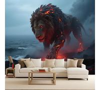 Papier Peint 3D lionPapier peint enfant Fantastique mystérieux 150x105cm Fresque murale moderne 3D poster mural géant décoration murale salon chambre enfant facile à poser
