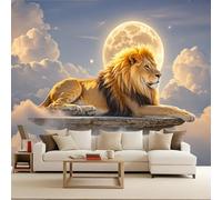 Papier Peint 3D lionPapier peint enfant Fantastique mystérieux 150x105cm Fresque murale moderne 3D poster mural géant décoration murale salon chambre enfant facile à poser