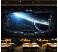Papier Peint 3D Minimaliste En Relief Capsule Spatiale Ciel Étoilé Planète | Facile à Installer Cette Décoration Luxueuse Est Idéale Pour un Bureau Salon une Chambre ou Mur Derrière le TV-300cm×210cm