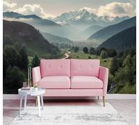 Papier peint 3D Montagnes Enneigées Sentiers Nuages Blancs Paysages Vallée | Textures Décoratives et Luxueuses Idéales Pour Les Bureaux Espaces de Travail Maisons Chambres Salons et Murs Tv-350cm×256cm