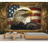 Papier peint 3D, motif aigle à tête blanche, drapeau américain, décoration de fond pour salon, chambre à coucher, étude, arrière-plan TV - 400 x 280 cm